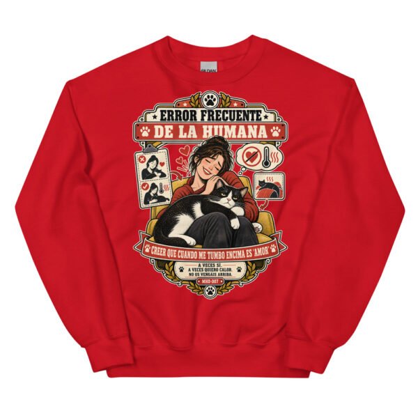 Sudadera de gatos «Calor no es amor» — diseño MHD-007 de la serie Manual del Humano Doméstico en color Rojo