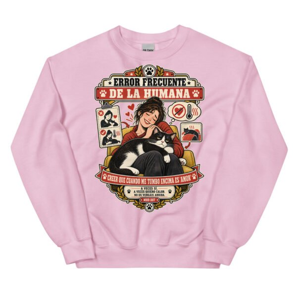 Sudadera de gatos «Calor no es amor» — diseño MHD-007 de la serie Manual del Humano Doméstico en color Rosa claro