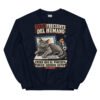 Sudadera de gatos «El portátil ya no es tuyo» — diseño MHD-008 de la serie Manual del Humano Doméstico en color Marino