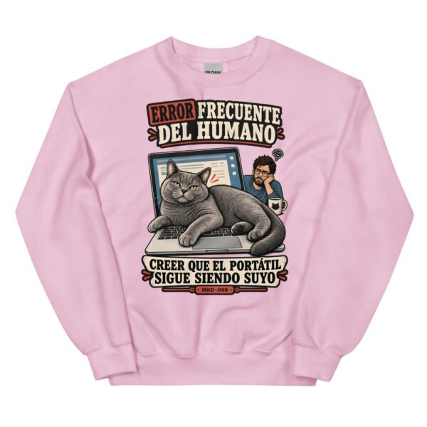 Sudadera de gatos «El portátil ya no es tuyo» — diseño MHD-008 de la serie Manual del Humano Doméstico en color Rosa claro