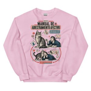 Sudadera de gatos «Adiestramiento afectivo» — diseño MHD-016 de la serie Manual del Humano Doméstico en color Rosa claro