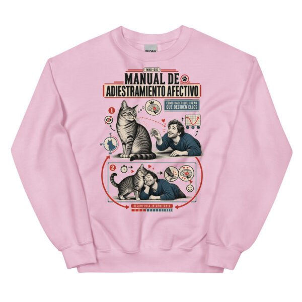 Sudadera de gatos «Adiestramiento afectivo» — diseño MHD-016 de la serie Manual del Humano Doméstico en color Rosa claro