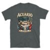 Camiseta gatos Acuario en color oscuro jaspeado, vista plana