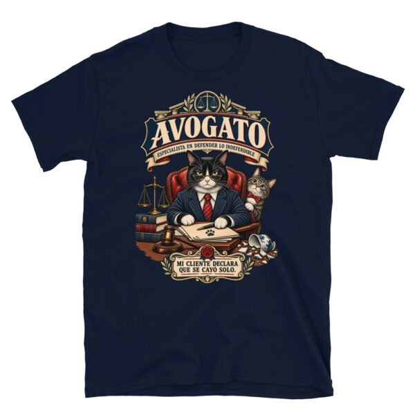 Camiseta gatos Avogato en color marino, vista plana