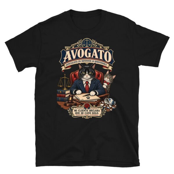 Camiseta gatos Avogato en color negro, vista plana