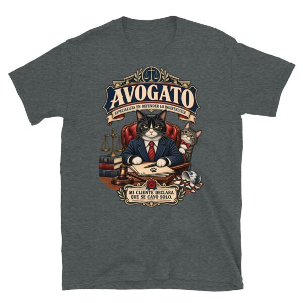 Camiseta gatos Avogato en color oscuro jaspeado, vista plana