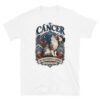 Camiseta gatos Cáncer en color blanco, vista plana