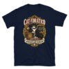 Camiseta gatos Cat-edrático en color marino, vista plana