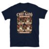Camiseta gatos Chef Gató en color marino, vista plana