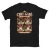 Camiseta gatos Chef Gató en color negro, vista plana