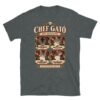 Camiseta gatos Chef Gató en color oscuro jaspeado, vista plana