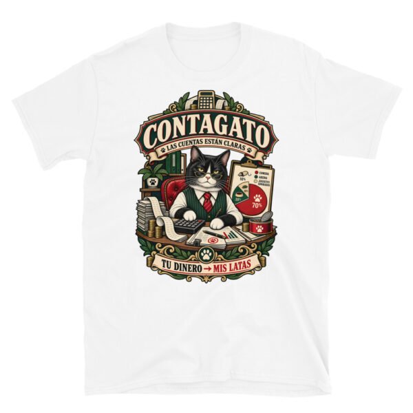 Camiseta gatos Contagato en color blanco, vista plana