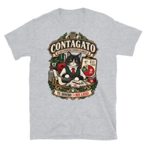 Camiseta gatos Contagato en color gris deportivo, vista plana