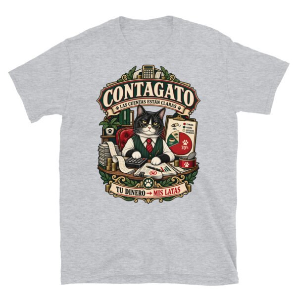 Camiseta gatos Contagato en color gris deportivo, vista plana
