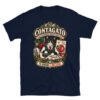 Camiseta gatos Contagato en color marino, vista plana