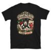 Camiseta gatos Contagato en color negro, vista plana