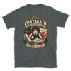 Camiseta gatos Contagato en color oscuro jaspeado, vista plana