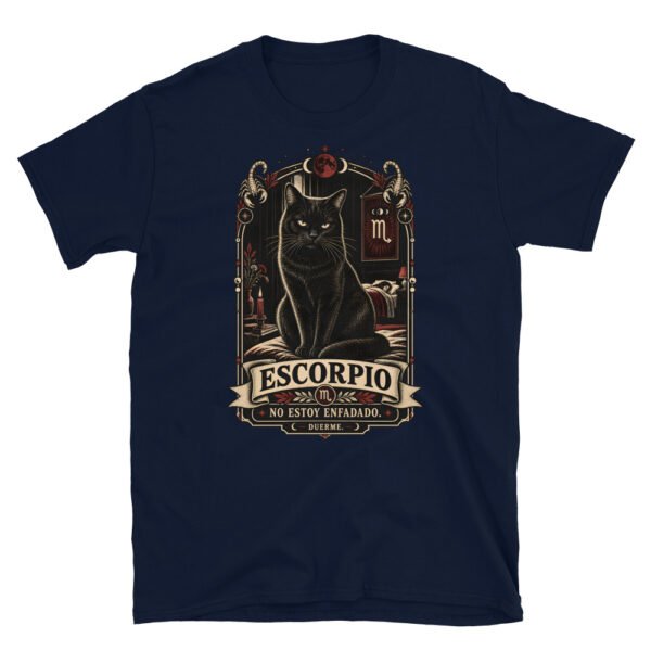 Camiseta gatos Escorpio en color marino, vista plana