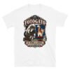 Camiseta gatos Fotógato en color blanco, vista plana