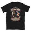 Camiseta gatos Fotógato en color negro, vista plana