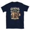 Camiseta gatos Géminis en color marino, vista plana