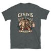 Camiseta gatos Géminis en color oscuro jaspeado, vista plana