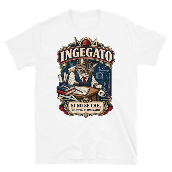 Camiseta gatos Ingegato en color blanco, vista plana
