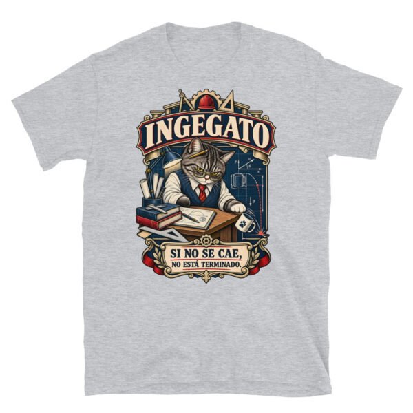 Camiseta gatos Ingegato en color gris deportivo, vista plana