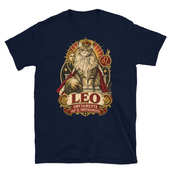Camiseta gatos Leo en color marino, vista plana