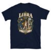 Camiseta gatos Libra en color marino, vista plana