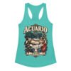 Camiseta de gatos para mujer Acuario en color azul tahití, vista plana