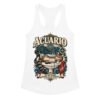 Camiseta de gatos para mujer Acuario en color blanco, vista plana