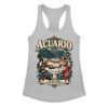 Camiseta de gatos para mujer Acuario en color gris jaspeado, vista plana