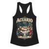 Camiseta de gatos para mujer Acuario en color negro, vista plana