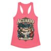 Camiseta de gatos para mujer Acuario en color rosa eléctrico, vista plana
