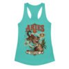 Camiseta de gatos para mujer Aries en color azul tahití, vista plana