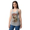 Camiseta de gatos para mujer Aries en color gris jaspeado, sobre modelo