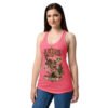 Camiseta de gatos para mujer Aries en color rosa eléctrico, sobre modelo