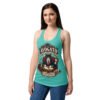 Camiseta de gatos para mujer Avogato en color azul tahití, sobre modelo