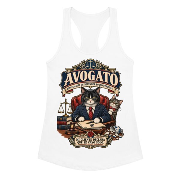 Camiseta de gatos para mujer Avogato en color blanco, vista plana