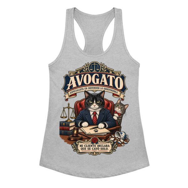 Camiseta de gatos para mujer Avogato en color gris jaspeado, vista plana