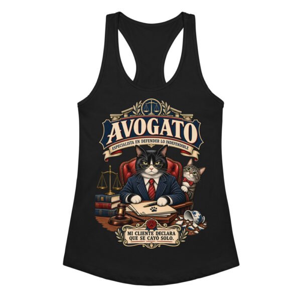Camiseta de gatos para mujer Avogato en color negro, vista plana