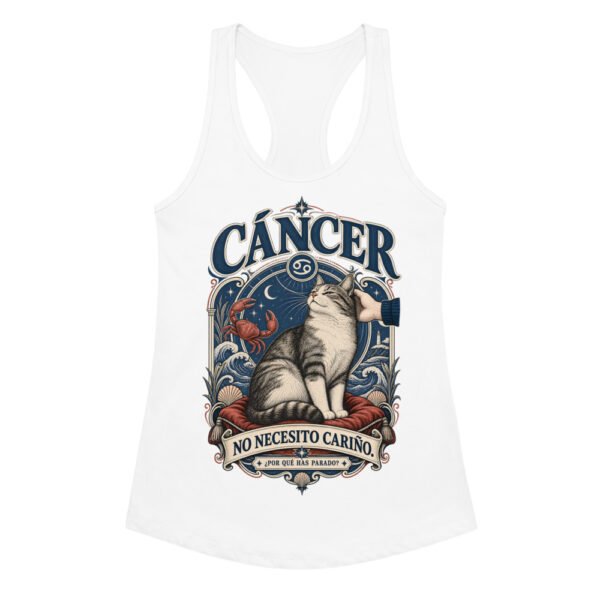 Camiseta de gatos para mujer Cáncer en color blanco, vista plana