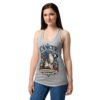 Camiseta de gatos para mujer Cáncer en color gris jaspeado, sobre modelo