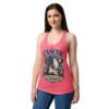 Camiseta de gatos para mujer Cáncer en color rosa eléctrico, sobre modelo