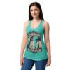 Camiseta de gatos para mujer Capricornio en color azul tahití, sobre modelo