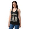Camiseta de gatos para mujer Capricornio en color negro, sobre modelo