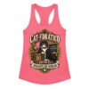 Camiseta de gatos para mujer Cat-edrático en color rosa eléctrico, vista plana