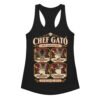 Camiseta de gatos para mujer Chef Gató en color negro, vista plana