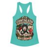 Camiseta de gatos para mujer Contagato en color azul tahití, vista plana
